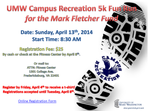 UMW Campus Recreation 5K Fun Run for the Mark Fletcher Fund