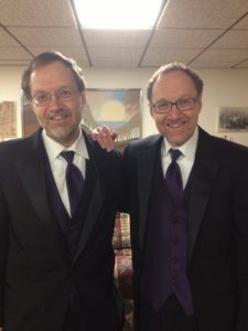 Jack Bales (left) with twin brother, Dick, at their sister's wedding in 2013.
