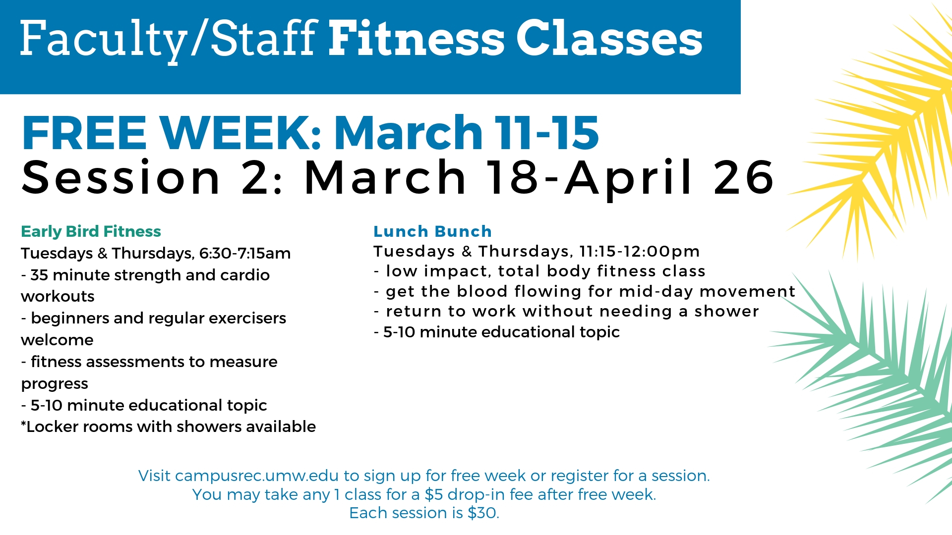 Fitness Classes Available for UMW Employees EagleEye