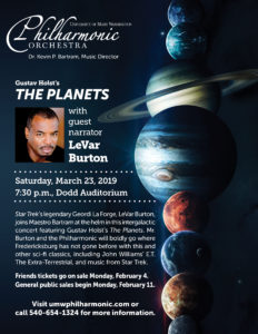 UMW Philharmonic presents Gustav Holst's "The Planets" with guest narrator LeVar Burton.