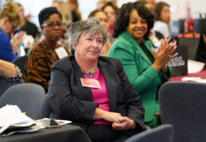 College of Business Dean Lynne Richardson won the Patricia Lacey Metzger Distinguished Achievement Award at today's 26th annual Women's Leadership Colloquium @ UMW. Photo by Suzanne Carr Rossi.
