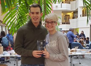 UMW First-Year Ainsley Rucker (right) teamed up with U.S. Naval Academy student Matthew Pickard to win the novice championship against George Mason at the Georgetown Debate Tournament, Jan. 3-5.