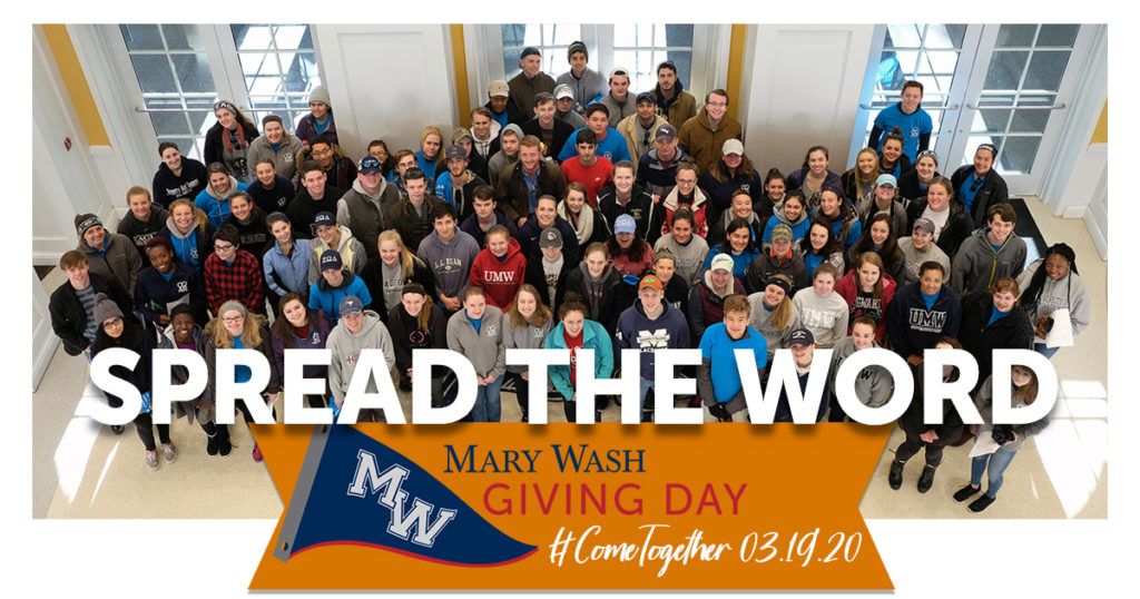 Download the Mary Wash Giving Day graphic to share on social with #MaryWashDay. To download, right click and choose “save image.”