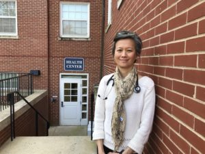 University Physician Nancy Wang keeps the student health center running smoothly, treats students who are sick or injured, and dispenses health-related information to the campus community.