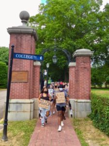 Several hundred University of Mary Washington students, faculty and staff marched from Campus Walk to Market Square in Fredericksburg last week in support of racial equality and Black Lives Matter. Photo courtesy of Dean of Student Life Cedric Rucker.