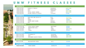 Spring 2021 Group Fitness Schedule