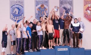 Anderson and his UMW Men's Swim teammates after earning the Capital Athletic Conference championship title in 2008.