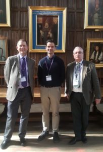 The 2018 Gilbert & Sullivan panel at New College, Oxford: (l-r) Brooks Kuykendall (UMW); Benedict Taylor (University of Edinburgh); and Martyn Strachan (Edinburgh).