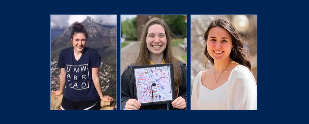 UMW grads (from left) Theresa Darroch '20, Mary Cheney '21, M.Ed. '22 and Charlotte Kramer '22 are all winners of this year's Fulbright Awards to work and study overseas.