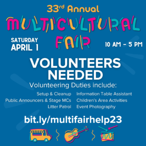 Volunteer for the 33rd Annual Multicultural Fair