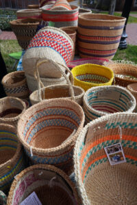 Colorful baskets from Africa are just some of the ethnic items you might find at UMW’s Multicultural Fair. Photo by Suzanne Carr Rossi.