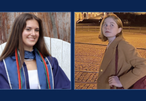 Olivia Foster (left), a 2023 alumna, will teach English in Argentina under the Fulbright Student program. Emma Bathke will teach English in Germany via the Fulbright Student program.