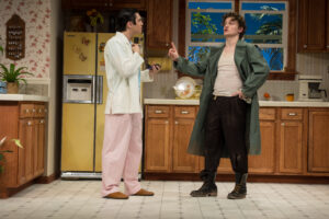 Nathaniel Huff ’24 and Seth Drenning ’24 in UMW's production of 'True West.' Photo by Geoff Greene.