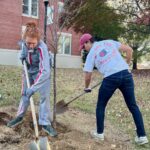 Thanks to the Friends of the Rappahannock Trees for Schools grant program, the UMW Landscape and Grounds department paired up with student volunteers through COAR to plant 27 trees on campus on Wednesday, Nov. 13. Photo courtesy of Director of Landscape and Grounds Holly Chichester-Morby.