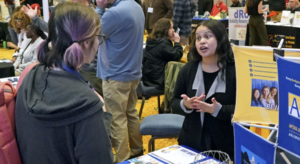 Hundreds of students and 45 local and regional employers attended the University of Mary Washington&rsquo;s recent Carer and Internship Fair. The bi-annual event is designed to match companies with open positions to students qualified to fill them. Photo by Suzanne Carr Rossi.