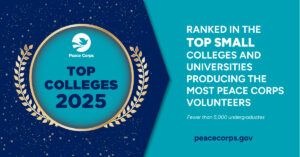 University of Mary Washington ranked among the Peace Corps’ top 10 volunteer-producing schools for 2025 in the small college category.