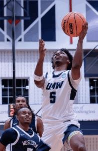 UMW basketball player in action