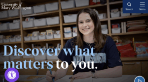 Image of a student as it appears on the home page of the UMW website