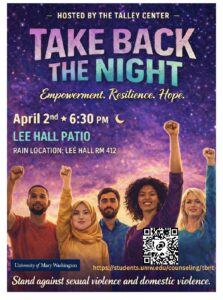 Flier for the event with a group of people, each with an arm raised