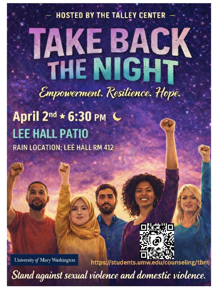 Flier for the event with a group of people, each with an arm raised
