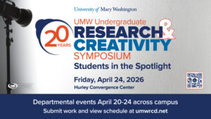 Flier with a spotlight on Research & Creativity at UMW with details on the day from this article