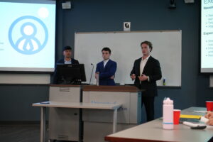 students presenting their case at the competition
