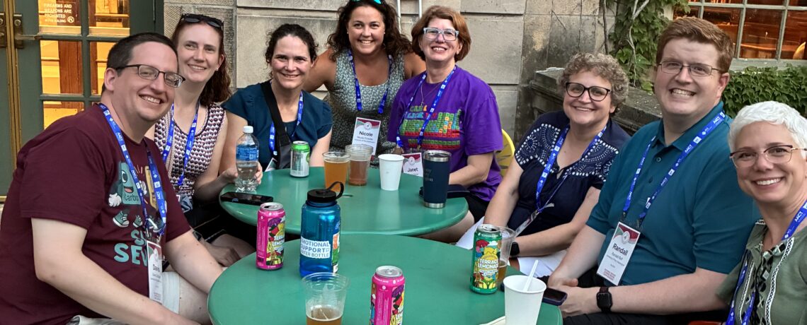 The chemistry faculty outdoors on a terrace