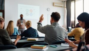 Adult learners in a classroom