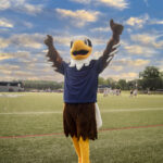 eagle mascot outdoors at the athletic fields
