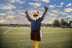 eagle mascot outdoors at the athletic fields